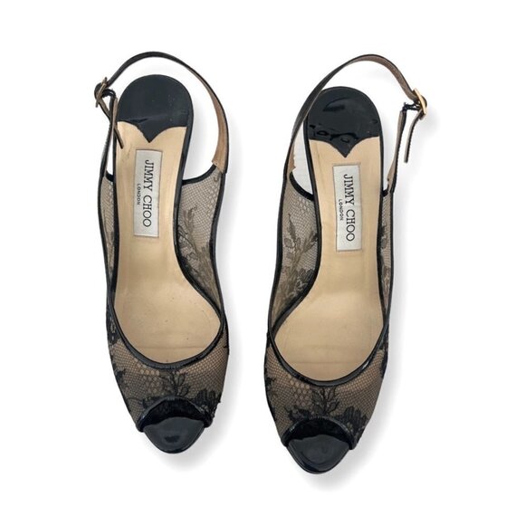 Jimmy Choo lace patent black heels size 41